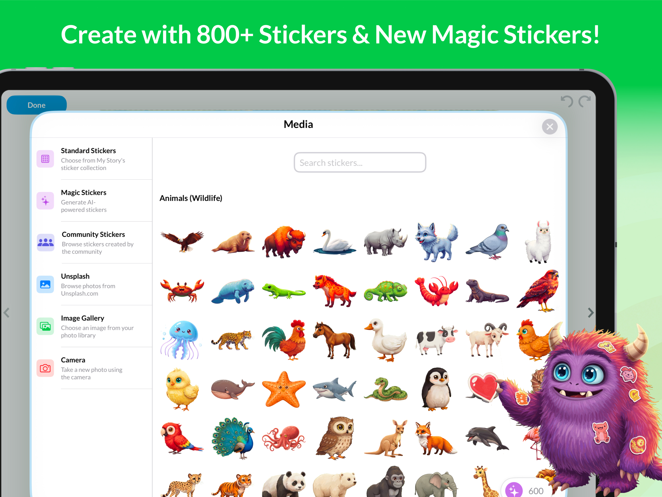Thousands of sticker and image options at your disposal